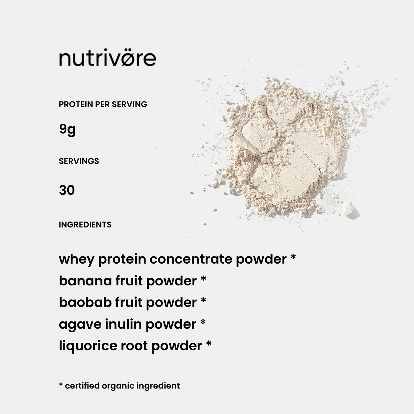 Organic Whey Protein Concentrate Powder with Prebiotics and Fruits